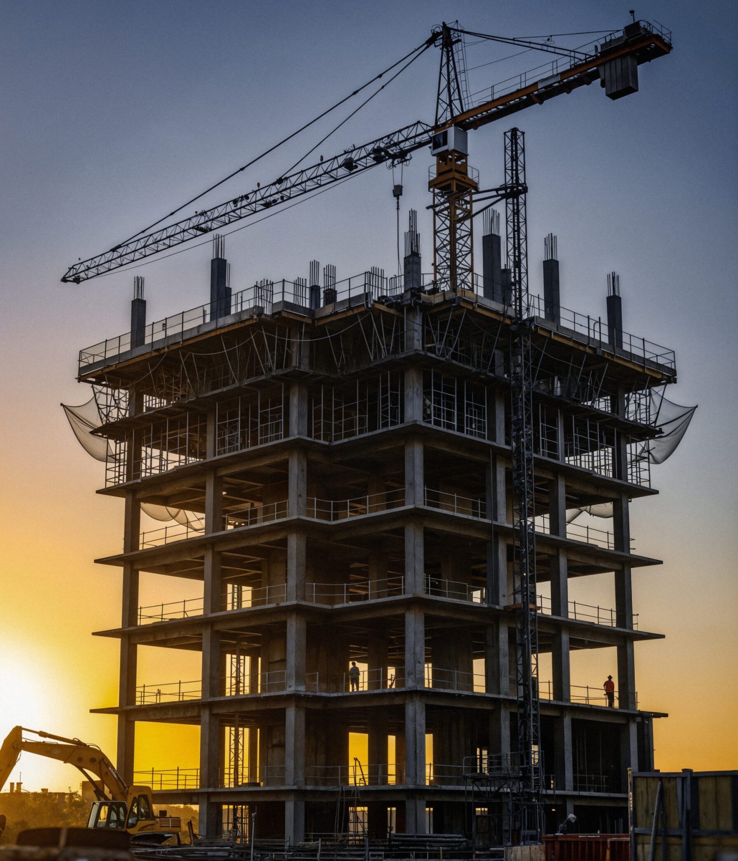 construction-high-rise-building-sunset